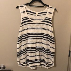 Anthropologie • Moth Navy / White Striped Tank Top (Size L)